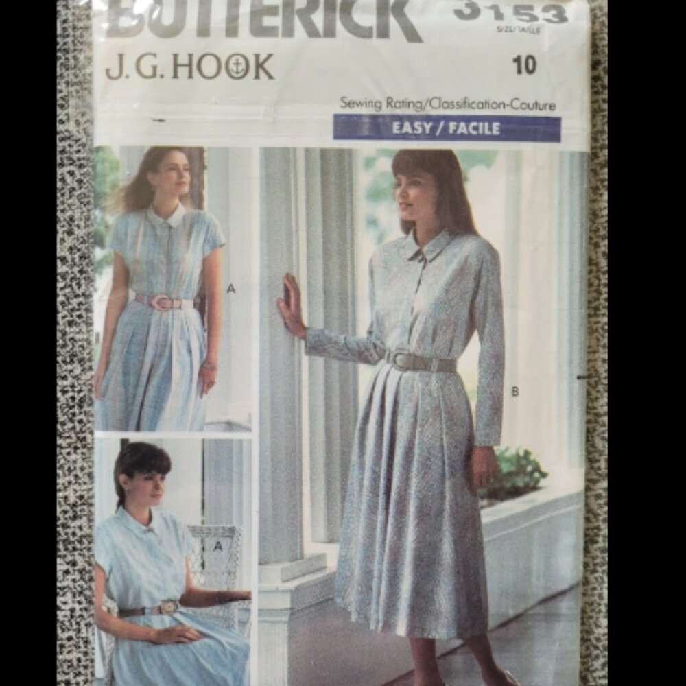 Vintage Butterick 3153 Misses Shirtdress Sewing Pattern Misses Size 10
